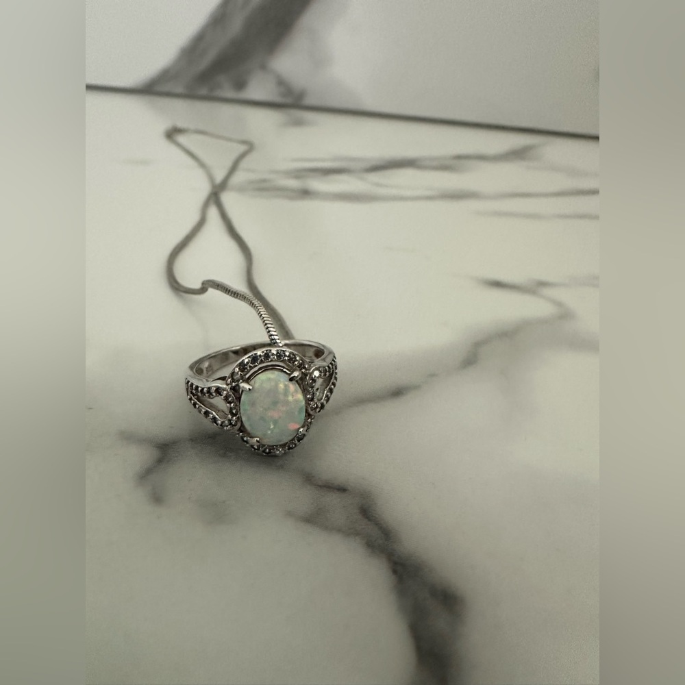 Elegant Silver Opal Necklace